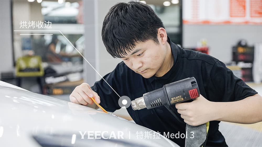 特斯拉Model3白色施工YEECAR隐形车衣流程及效果展示（图一三）