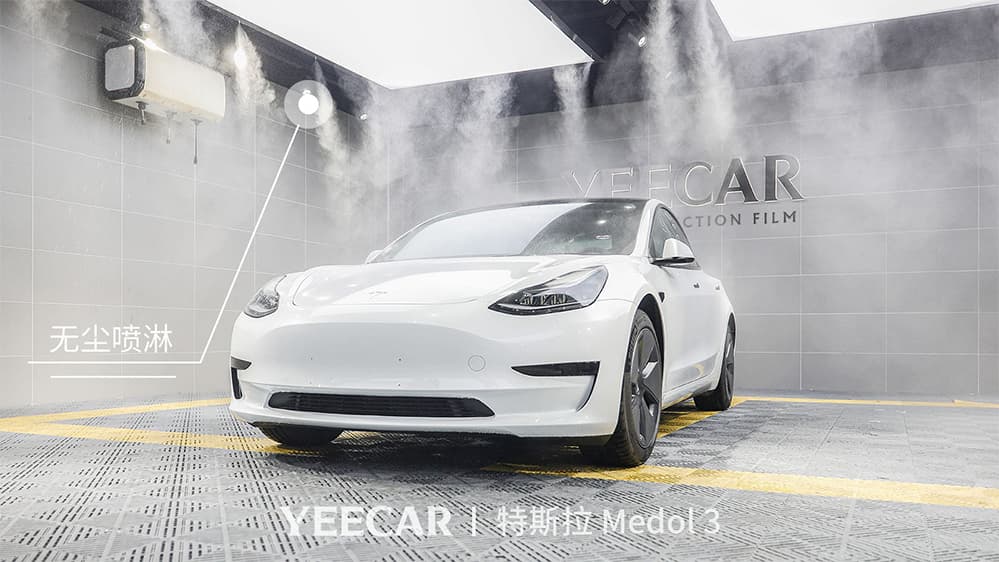 特斯拉Model3白色施工YEECAR隐形车衣流程及效果展示（图一）