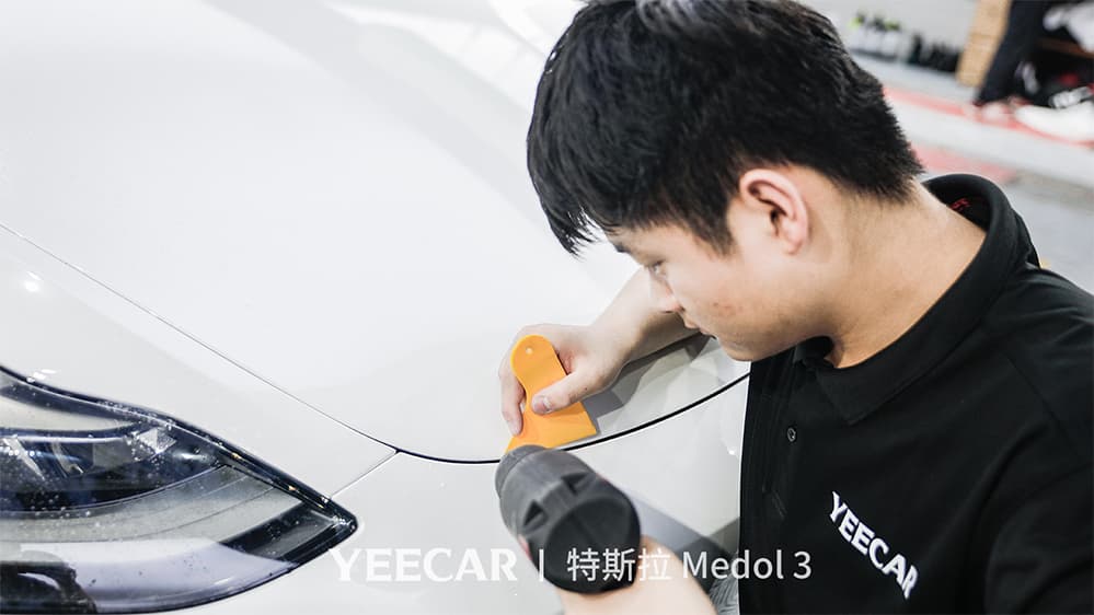 特斯拉Model3白色施工YEECAR隐形车衣流程及效果展示（图一二）
