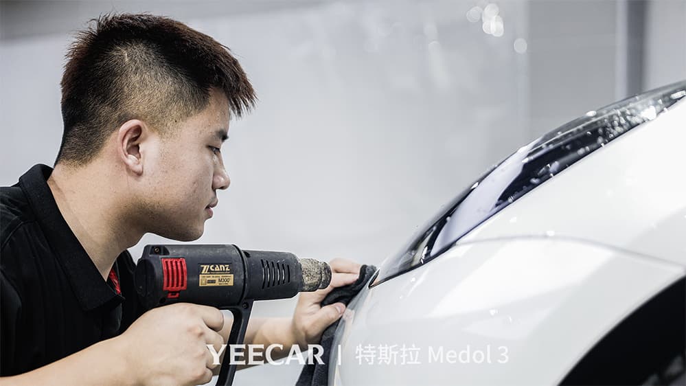 特斯拉Model3白色施工YEECAR隐形车衣流程及效果展示（图一五）