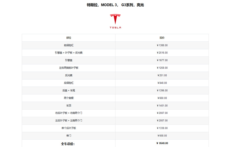 YEECAR车衣报价
